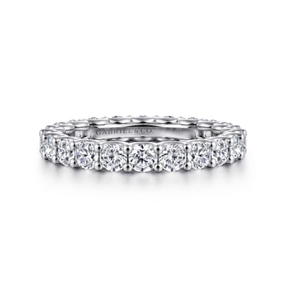 Delfina - 14K White Gold Scallop Setting Round Diamond Eternity Band