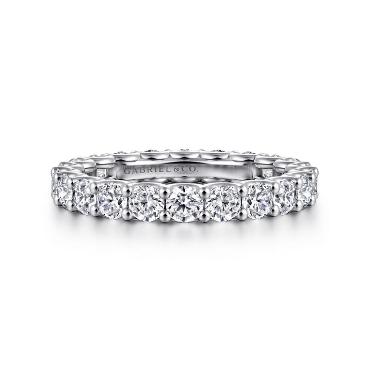 Eternity Band Wedding Ring in 14k White Gold with Round Natural Diamond at Gabriel & Co. - Shot 1