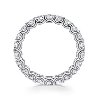 Delfina - 14K White Gold Scallop Setting Round Diamond Eternity Band