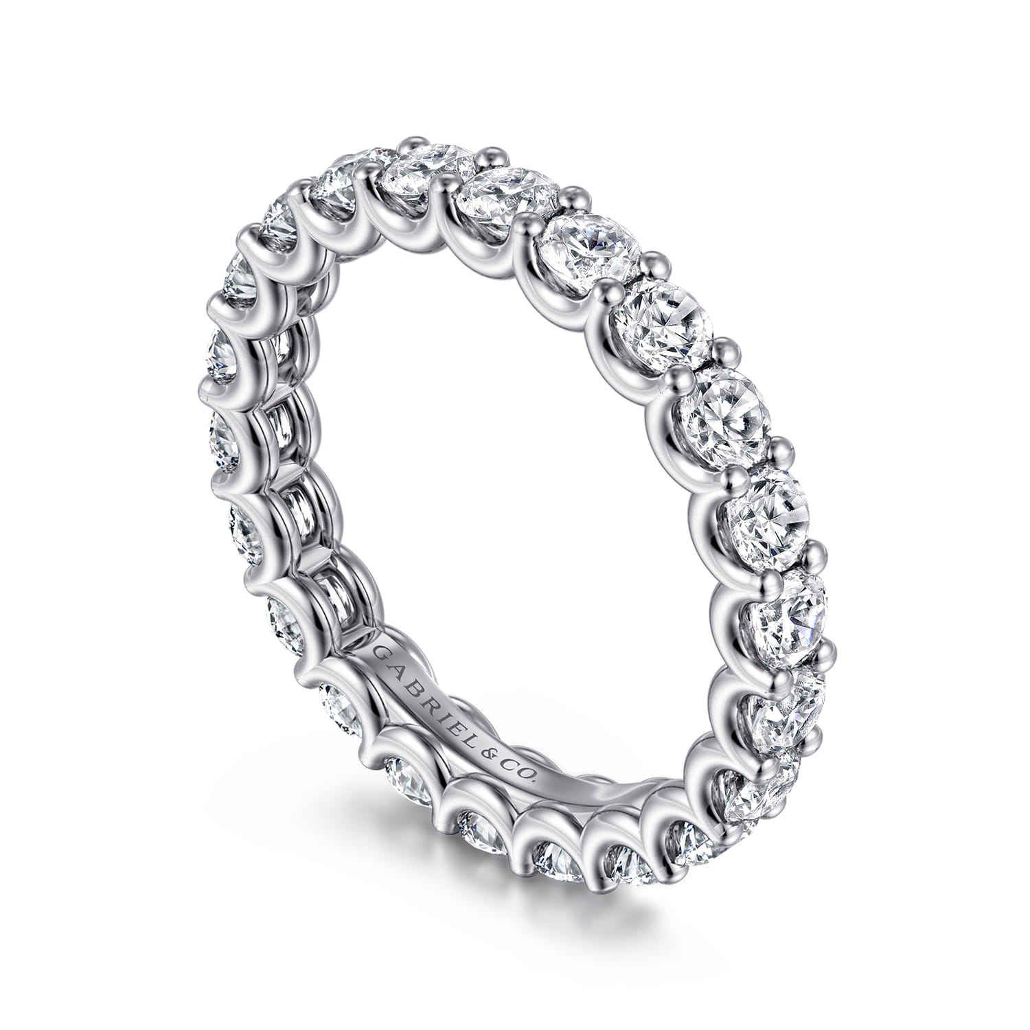 Eternity Band Wedding Ring in 14k White Gold with Round Natural Diamond at Gabriel & Co. - Shot 3