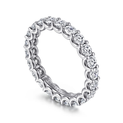 Delfina - 14K White Gold Scallop Setting Round Diamond Eternity Band