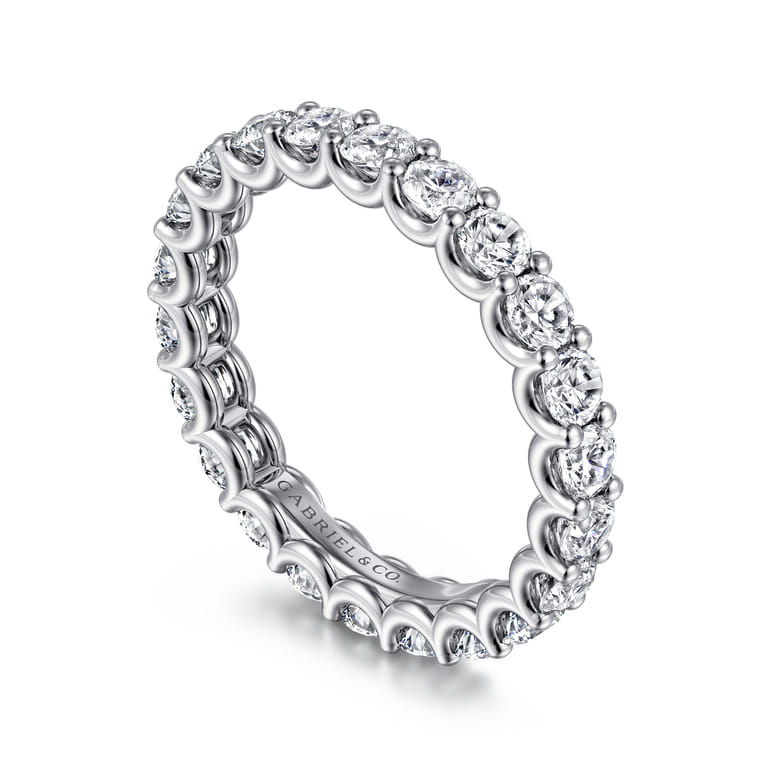 Eternity Band Wedding Ring in 14k White Gold with Round Natural Diamond at Gabriel & Co. - Shot 3