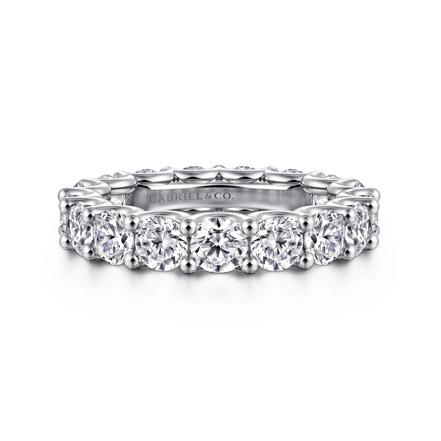 Eternity Band Wedding Ring in 14k White Gold with Round Natural Diamond at Gabriel & Co. - Shot 1
