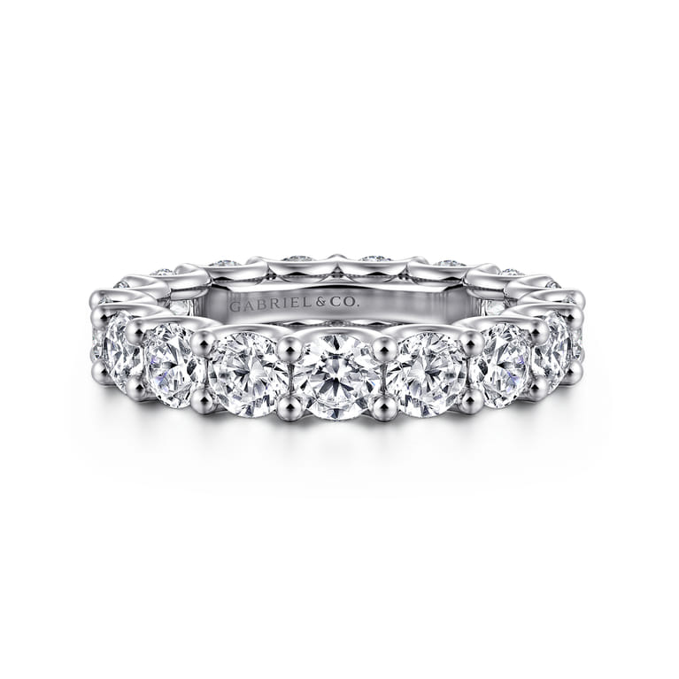 Eternity Band Wedding Ring in 14k White Gold with Round Natural Diamond at Gabriel & Co. - Shot 1