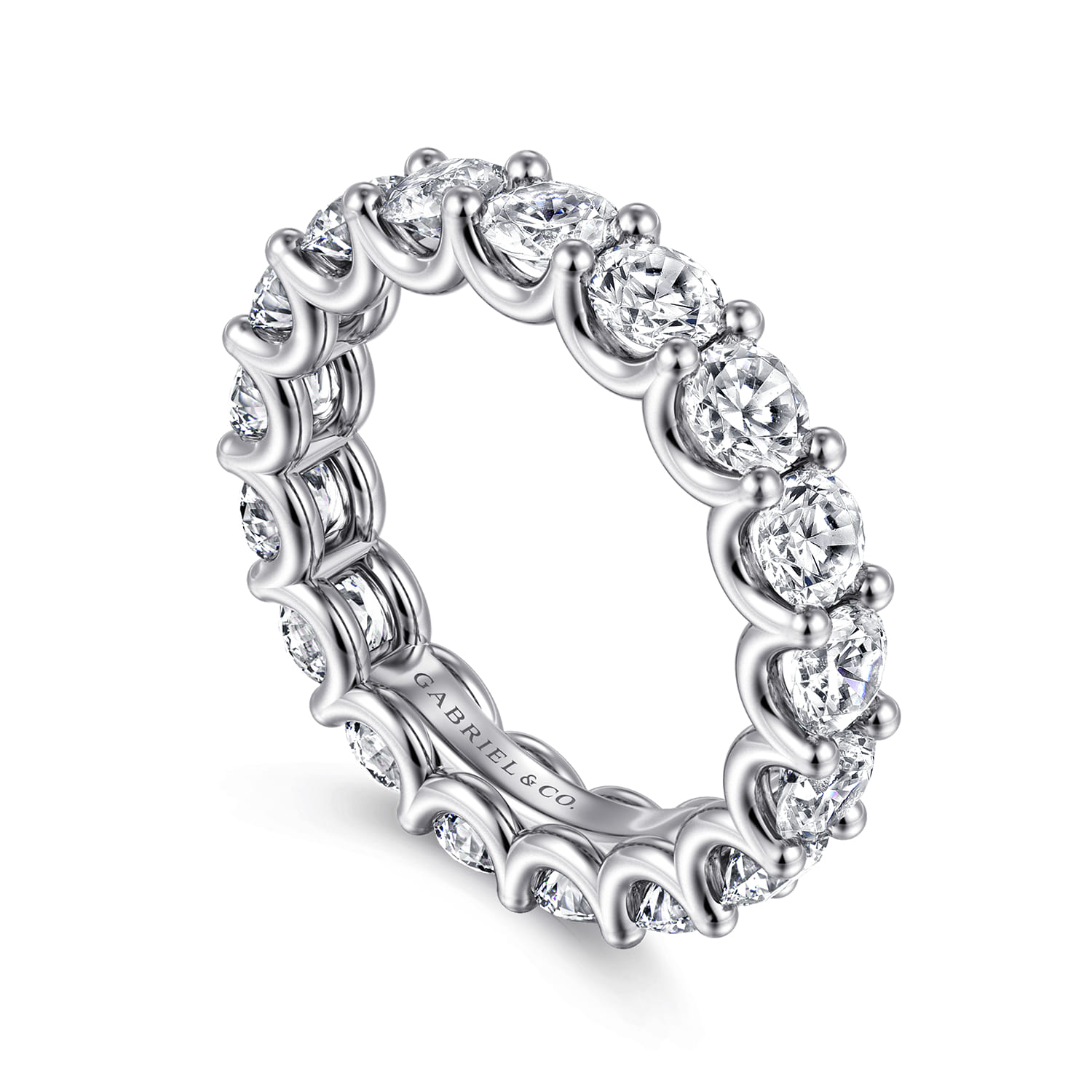Eternity Band Wedding Ring in 14k White Gold with Round Natural Diamond at Gabriel & Co. - Shot 3