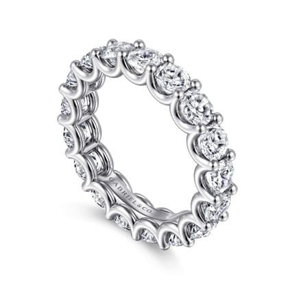 Delfina - 14K White Gold Scallop Setting Round Diamond Eternity Band