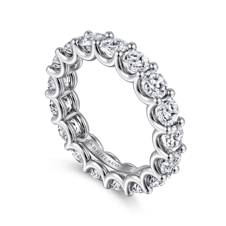 Eternity Band Wedding Ring in 14k White Gold with Round Natural Diamond at Gabriel & Co. - Shot 3