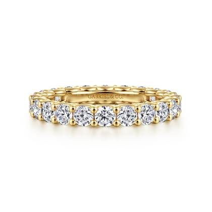 Delfina - 14K Yellow Gold Scallop Setting Round Diamond Eternity Band