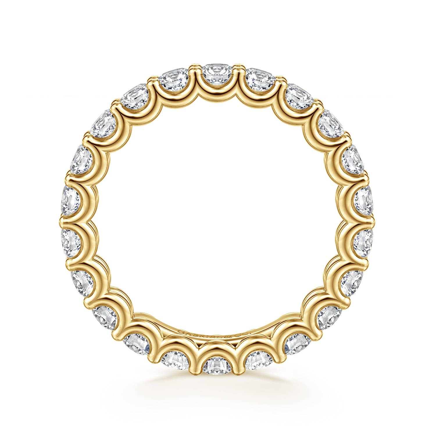 Eternity Band Wedding Ring in 14k Yellow Gold with Round Natural Diamond at Gabriel & Co. - Shot 2