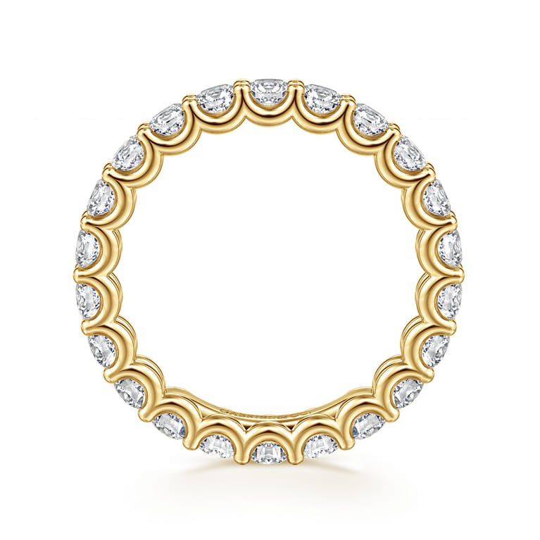 Eternity Band Wedding Ring in 14k Yellow Gold with Round Natural Diamond at Gabriel & Co. - Shot 2