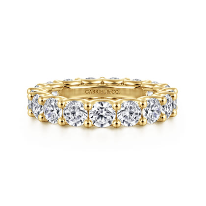 Delfina - 14K Yellow Gold Scallop Setting Round Diamond Eternity Band