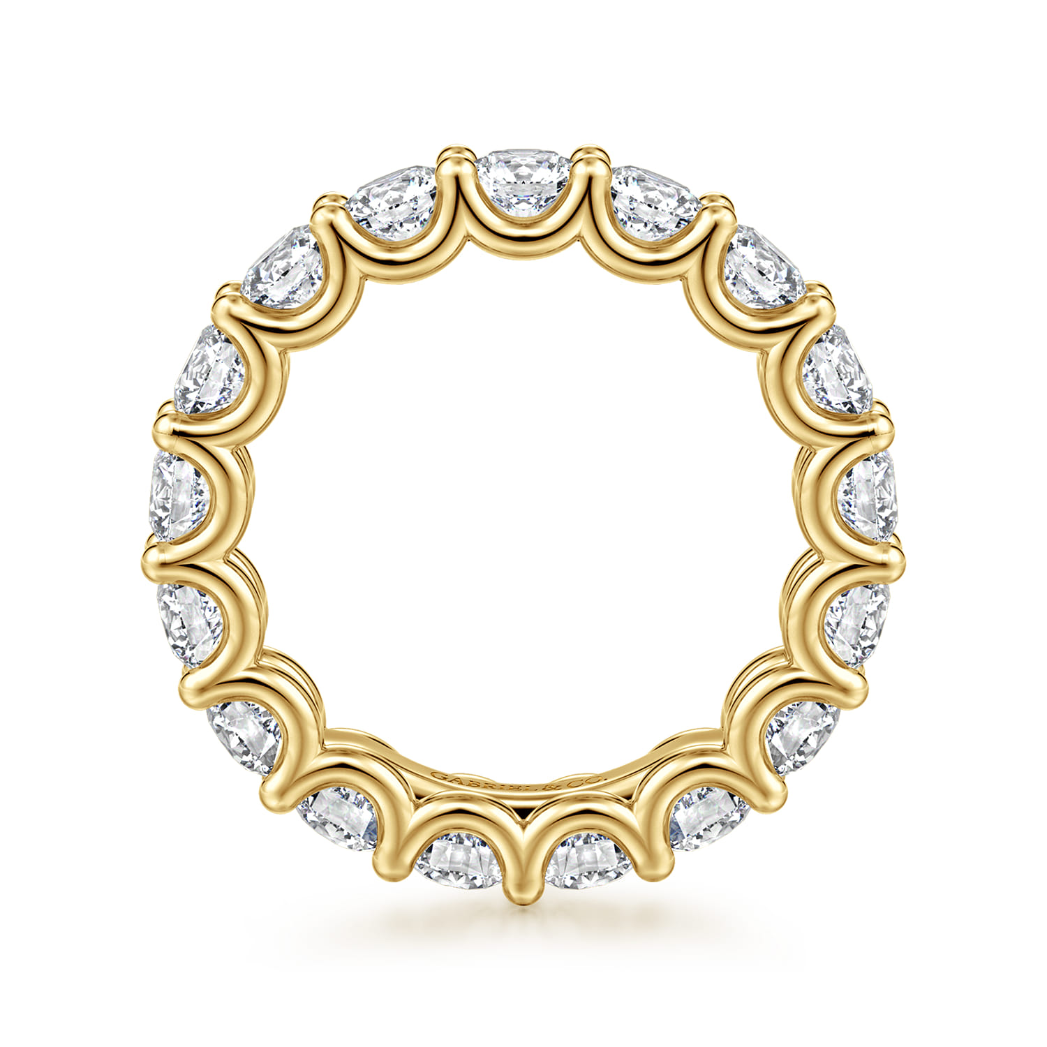 Eternity Band Wedding Ring in 14k Yellow Gold with Round Natural Diamond at Gabriel & Co. - Shot 2