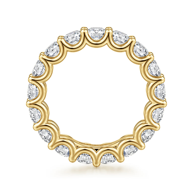 Eternity Band Wedding Ring in 14k Yellow Gold with Round Natural Diamond at Gabriel & Co. - Shot 2