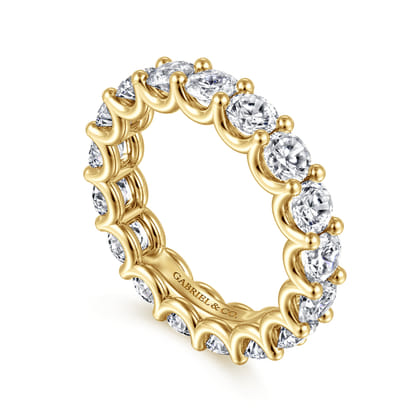 Delfina - 14K Yellow Gold Scallop Setting Round Diamond Eternity Band