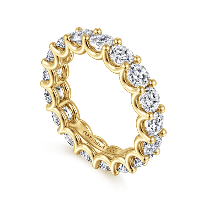 Eternity Band Wedding Ring in 14k Yellow Gold with Round Natural Diamond at Gabriel & Co. - Shot 3