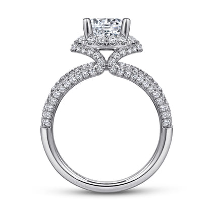 Delicacy - 14K White Gold Round Halo Diamond Engagement Ring