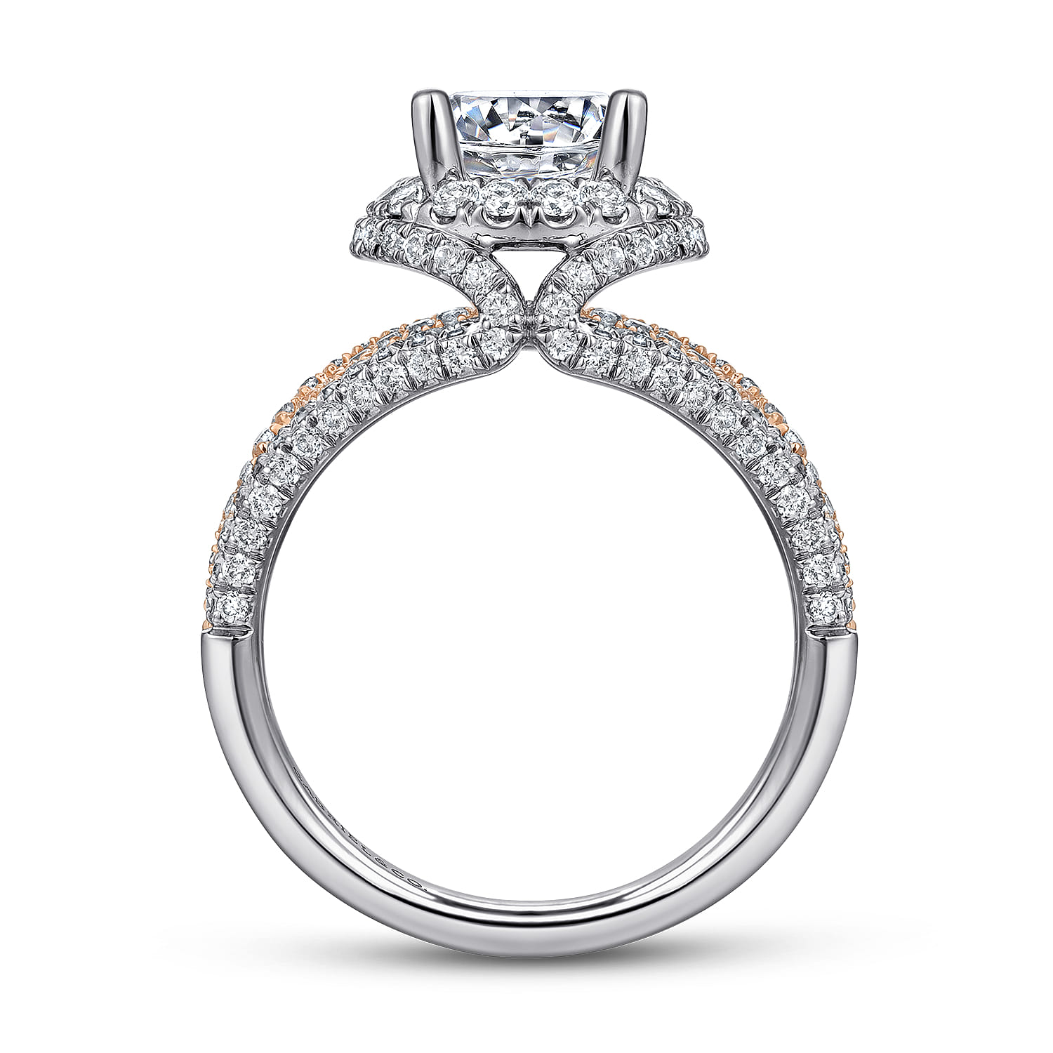 Delicacy - 14K White-Rose Gold Round Halo Diamond Engagement Ring