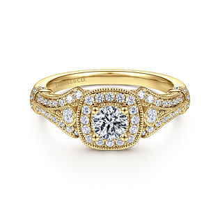 Delilah---Vintage-Inspired-14K-Yellow-Gold-Cushion-Halo-Round-Complete-Diamond-Engagement-Ring1