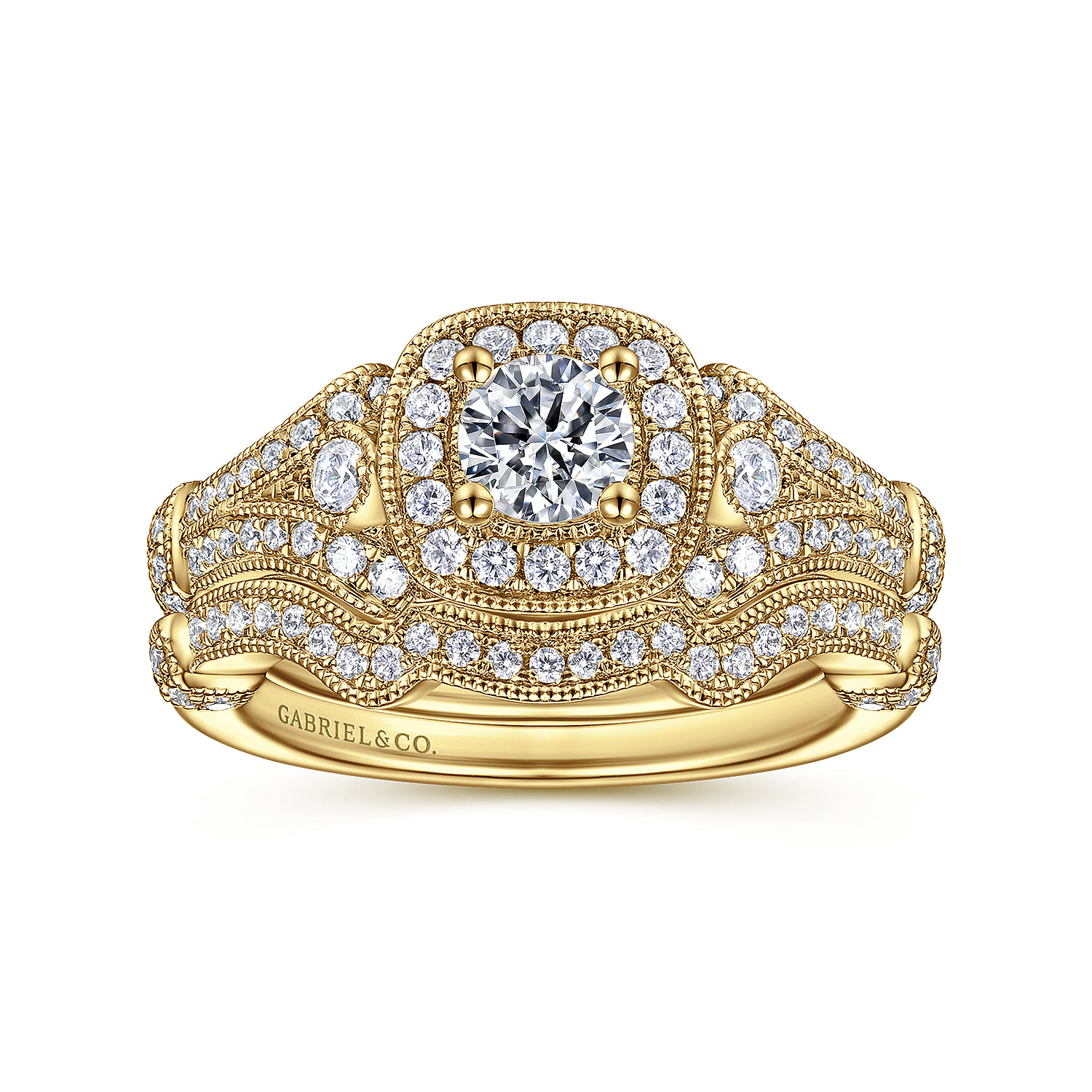 Round Halo Ring in 14k Yellow Gold | Gabriel & Co. ER914541R0Y44JJ