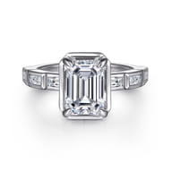 Delphe - 14K White Gold Emerald Cut Diamond Engagement Ring
