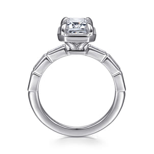 Delphe - 14K White Gold Emerald Cut Diamond Engagement Ring
