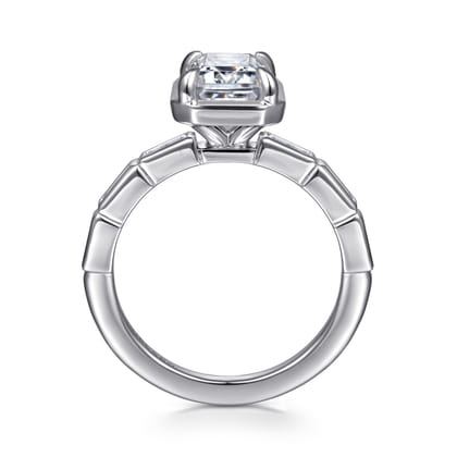 Delphe - 14K White Gold Emerald Cut Diamond Engagement Ring