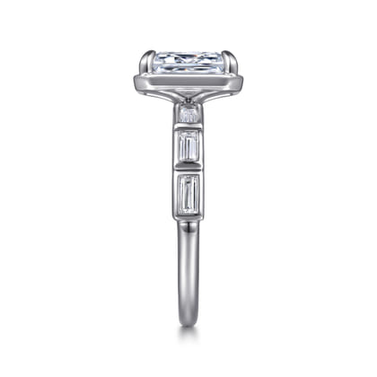 Delphe - 14K White Gold Emerald Cut Diamond Engagement Ring