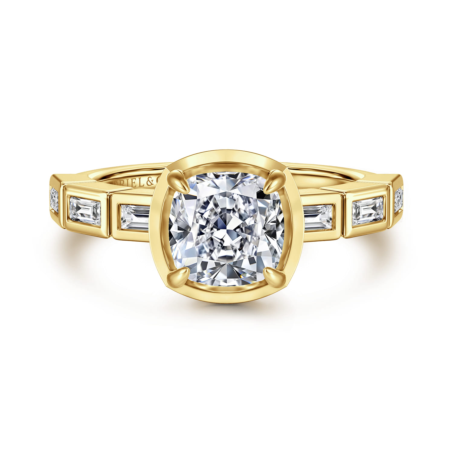 Delphe - 14K Yellow Gold Cushion Cut Diamond Engagement Ring