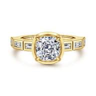 Delphe - 14K Yellow Gold Cushion Cut Diamond Engagement Ring
