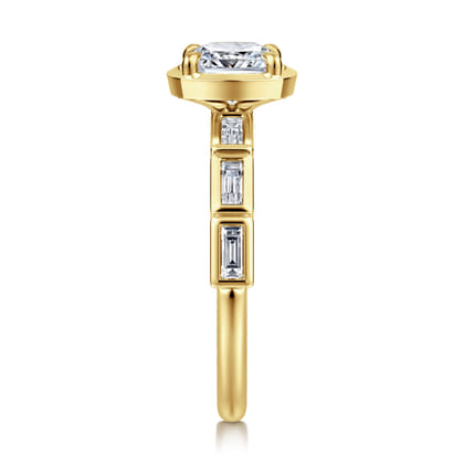 Delphe - 14K Yellow Gold Cushion Cut Diamond Engagement Ring
