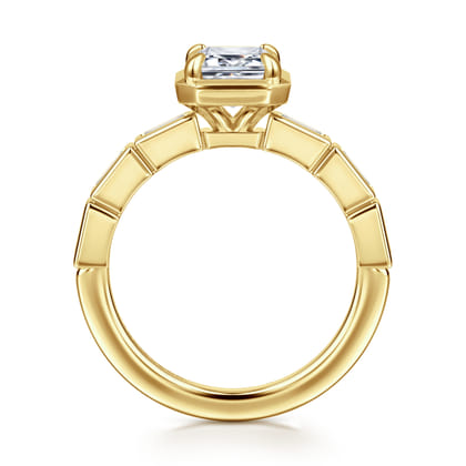 Delphe - 14K Yellow Gold Emerald Cut Diamond Engagement Ring