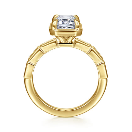 Delphe - 14K Yellow Gold Emerald Cut Diamond Engagement Ring