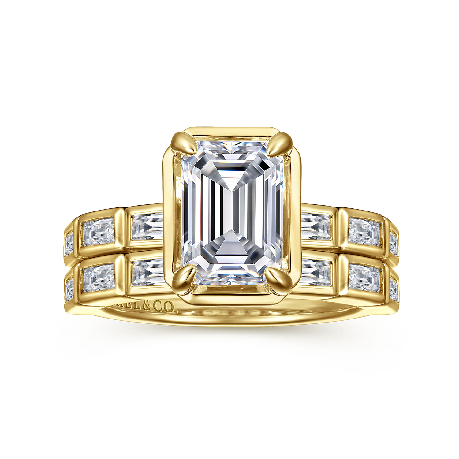 Delphe - 14K Yellow Gold Emerald Cut Diamond Engagement Ring