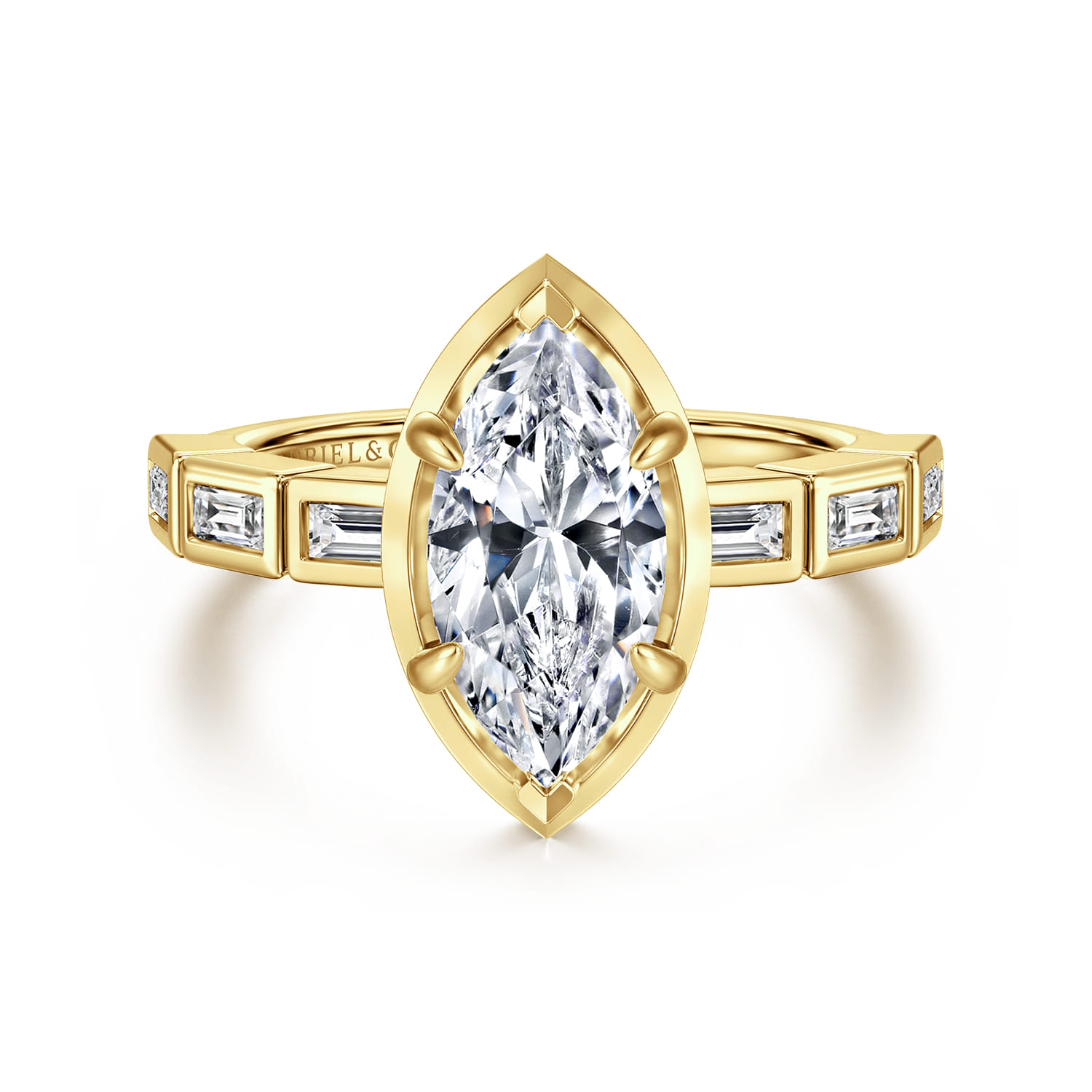 Delphe - 14K Yellow Gold Marquise Shape Diamond Engagement Ring