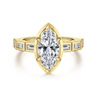 Delphe - 14K Yellow Gold Marquise Shape Diamond Engagement Ring