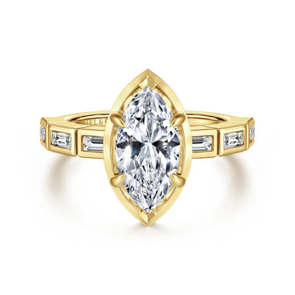Delphe - 14K Yellow Gold Marquise Shape Diamond Engagement Ring