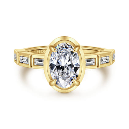 Delphe - 14K Yellow Gold Oval Diamond Engagement Ring