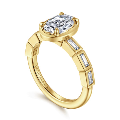 Delphe - 14K Yellow Gold Oval Diamond Engagement Ring