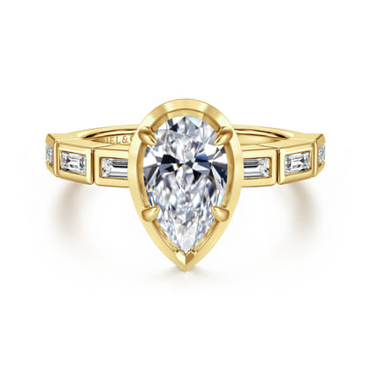 Delphe - 14K Yellow Gold Pear Shape Diamond Engagement Ring
