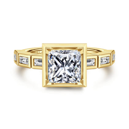 Delphe - 14K Yellow Gold Princess Cut Diamond Engagement Ring