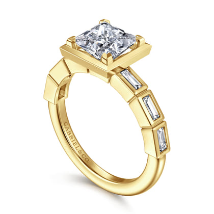 Delphe - 14K Yellow Gold Princess Cut Diamond Engagement Ring