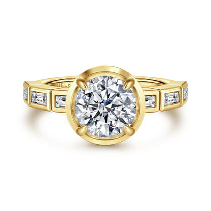 Delphe - 14K Yellow Gold Round Diamond Engagement Ring