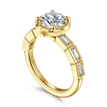 Delphe - 14K Yellow Gold Round Diamond Engagement Ring