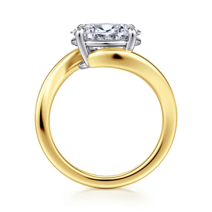 Delphi - 14K Mix of White and Yellow Gold Bypass Oval Engagement Ring