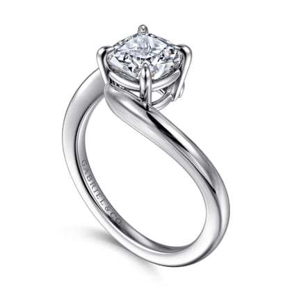 Delphi - 14K White Gold Bypass Cushion Cut Diamond Engagement Ring