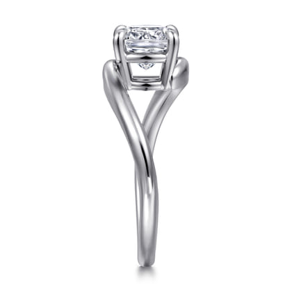 Delphi - 14K White Gold Bypass Cushion Cut Diamond Engagement Ring