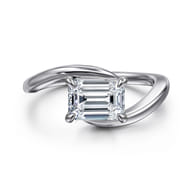 Delphi - 14K White Gold Bypass Emerald Cut Diamond Engagement Ring