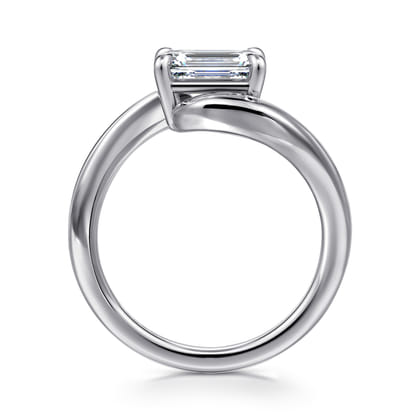Delphi - 14K White Gold Bypass Emerald Cut Diamond Engagement Ring