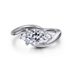 Delphi - 14K White Gold Bypass Marquise Shape Diamond Engagement Ring