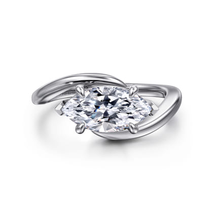 Delphi - 14K White Gold Bypass Marquise Shape Diamond Engagement Ring